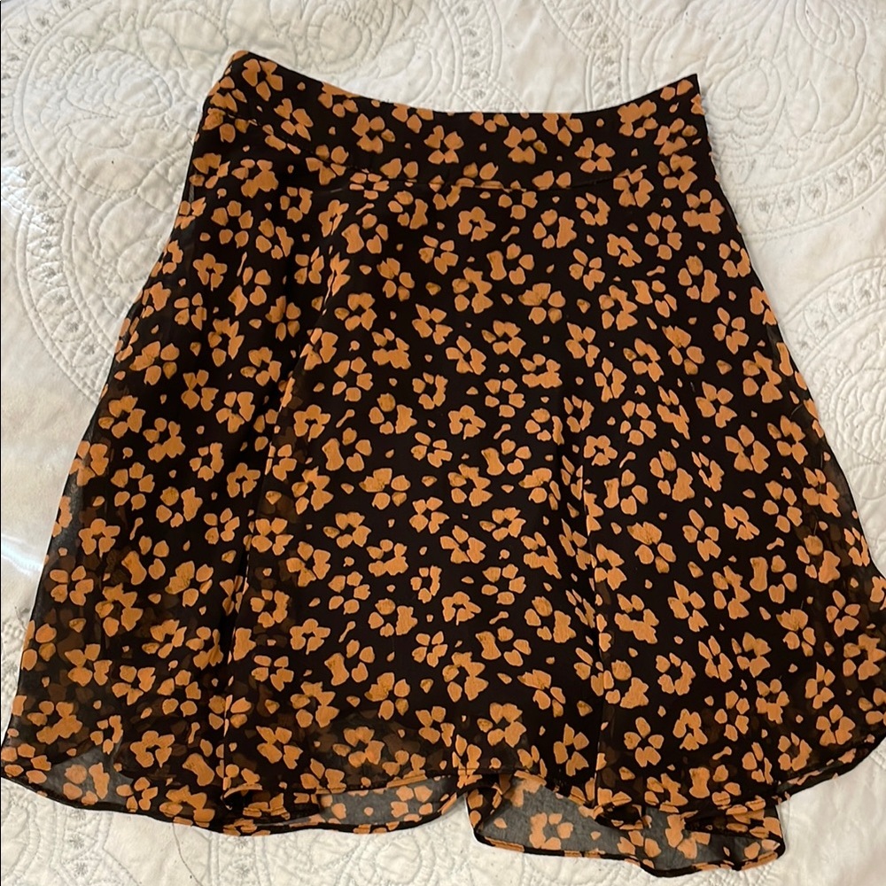 Urban outfitters Floral A-Line Skirt - Black and Orange